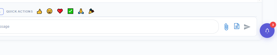 Composer close-up: the Quick Actions bar with recent chips above the textarea and the paperclip, SMS Templates, and send icons below.