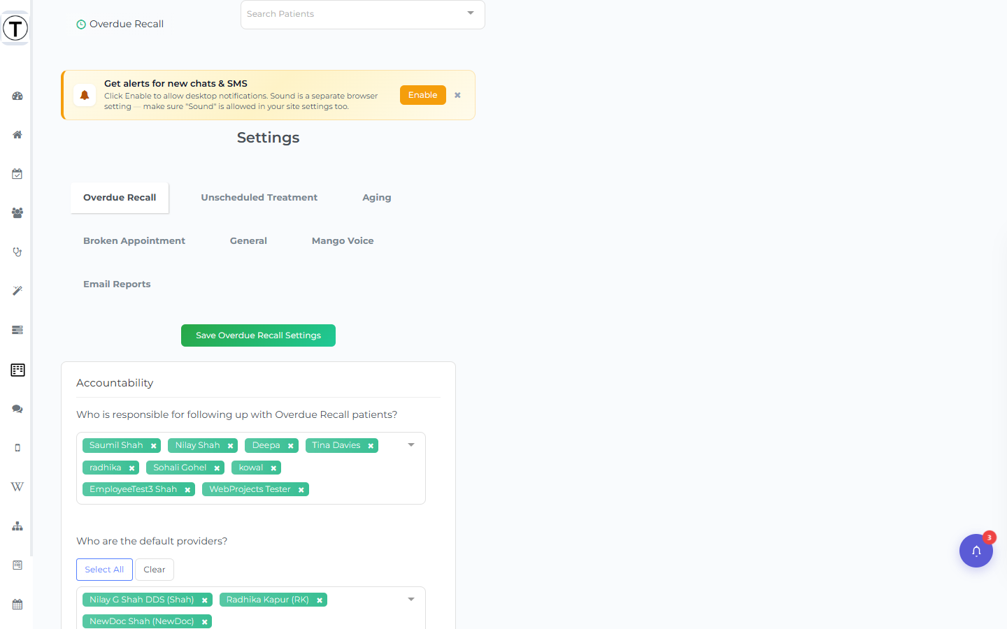 Automated Email Reports settings: the Save button, the amber note, and the Daily, Weekly, and Monthly delivery cards.